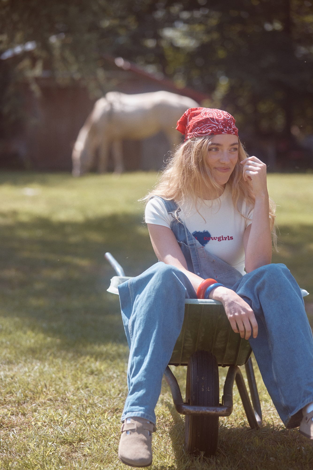T-shirt «You <3 Cowgirls» côtelé avec broderie en denim