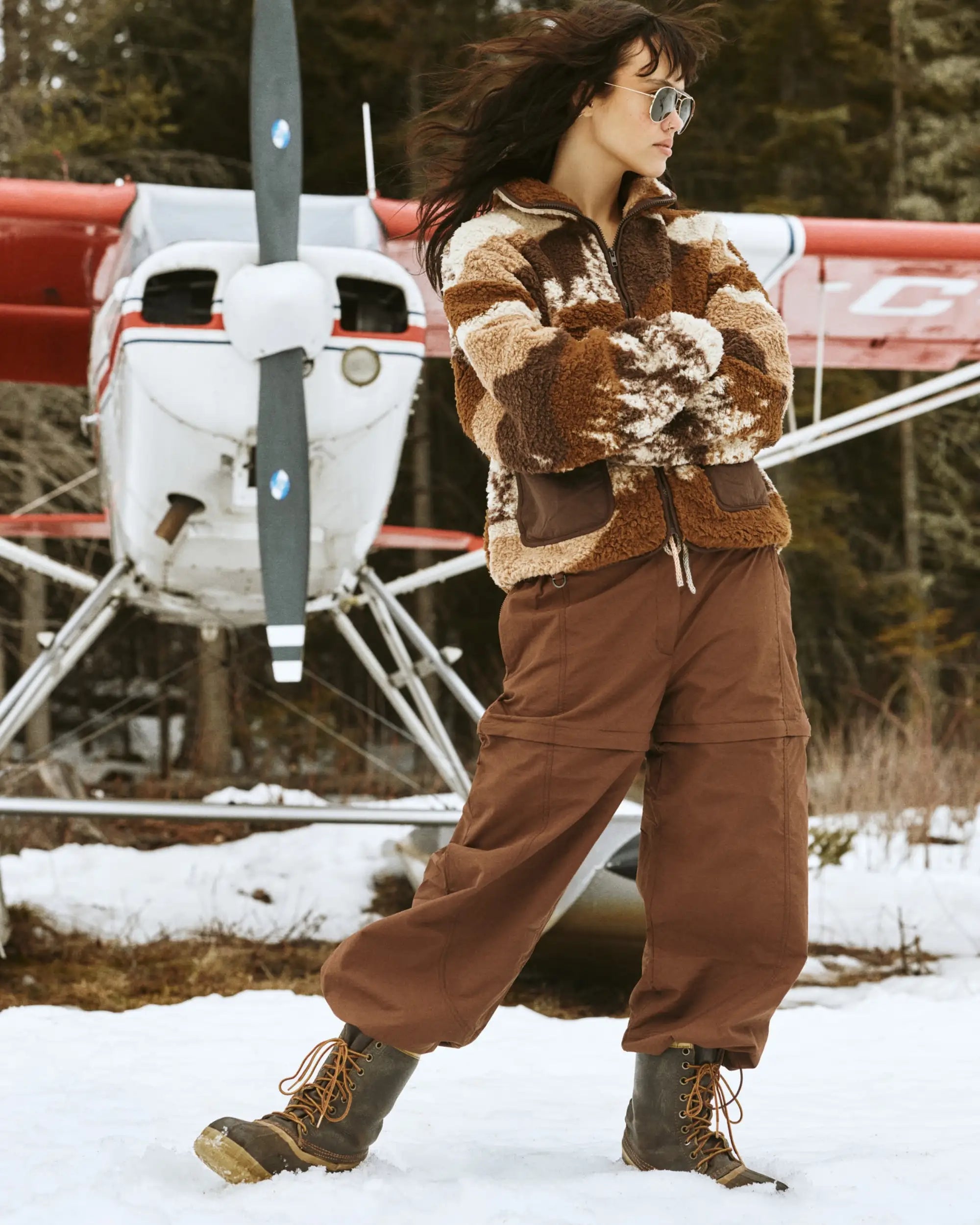 Veste en polar Forêt brune