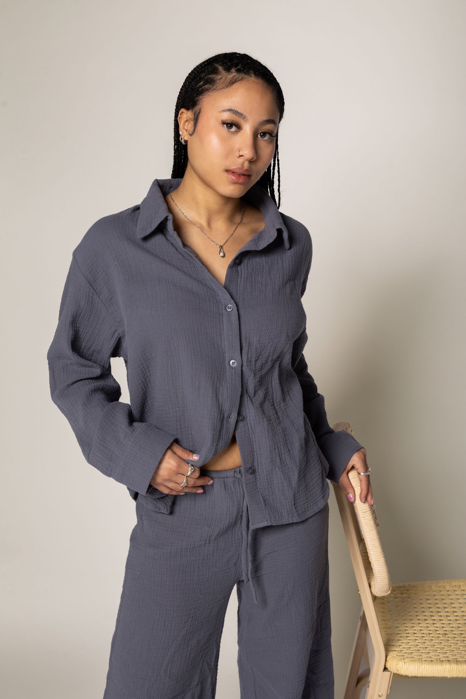 Chemise texturée en coton organique