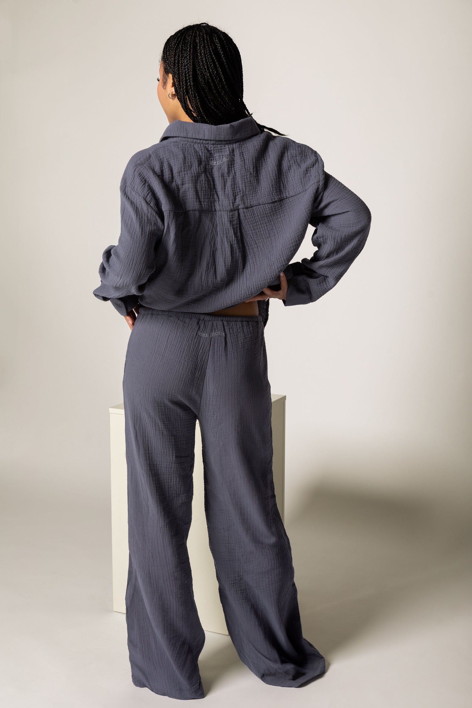 Pantalon ample texturé en coton organique