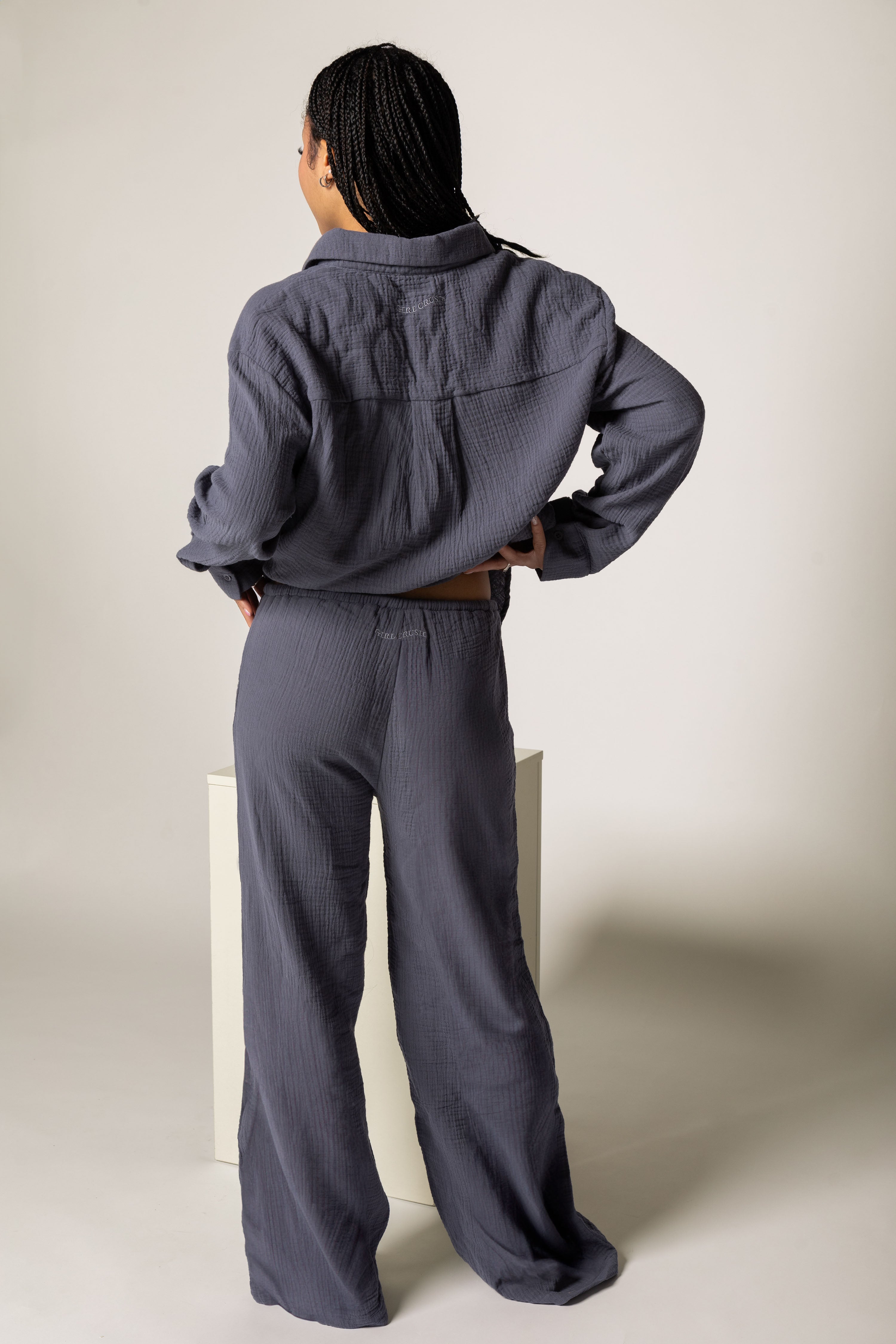 Pantalon ample texturé en coton organique