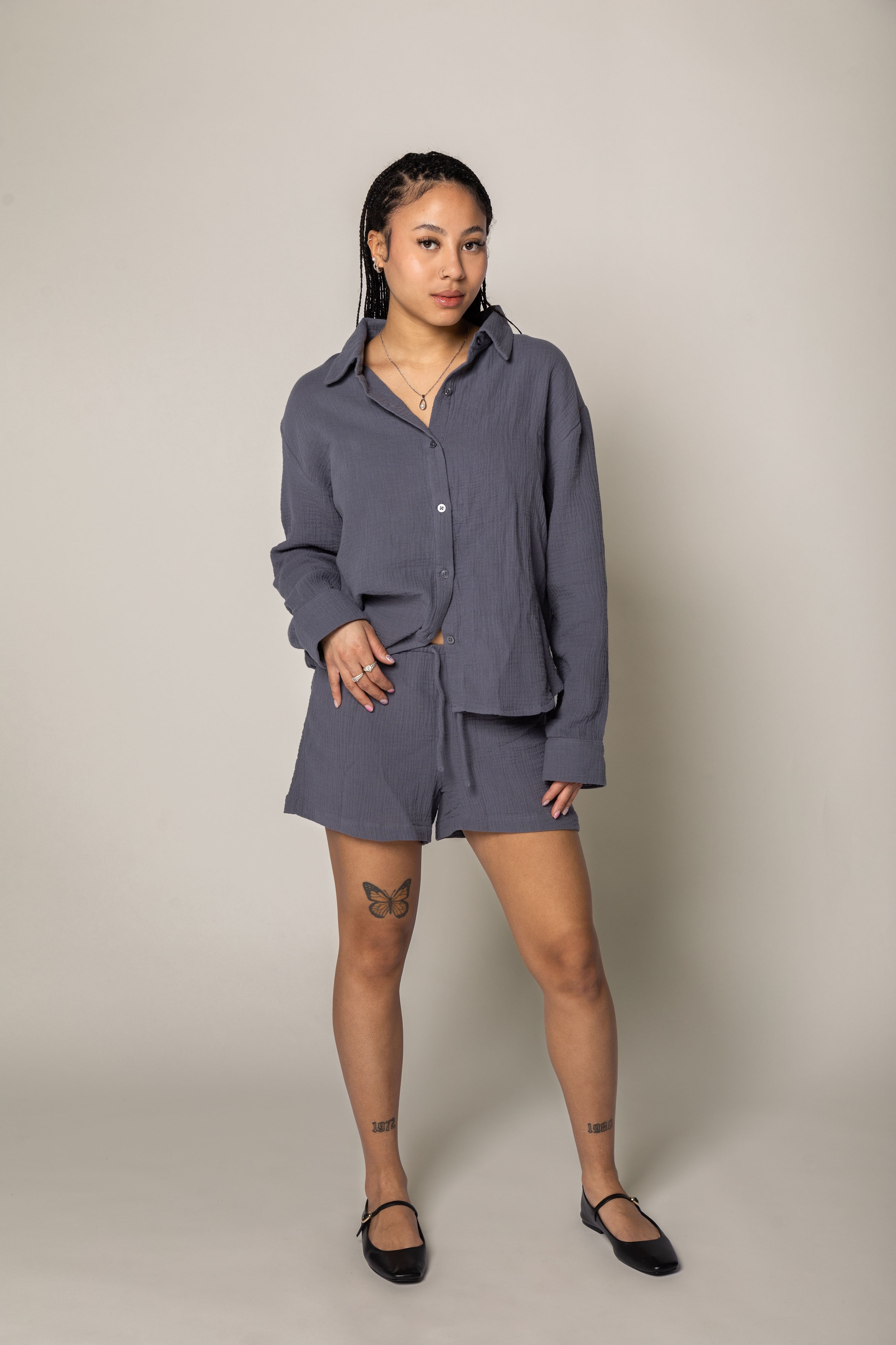 Short texturé en coton organique