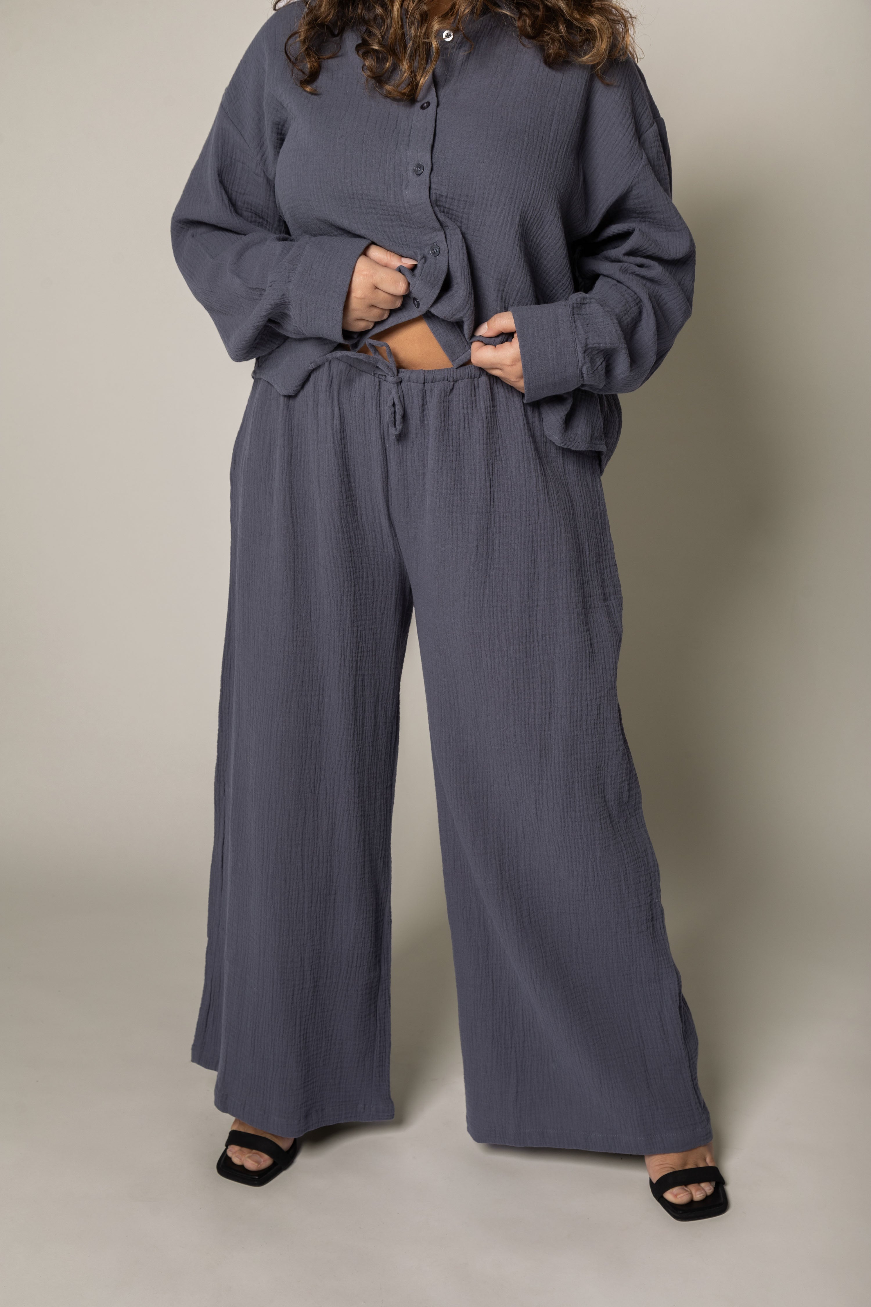 Pantalon ample texturé en coton organique