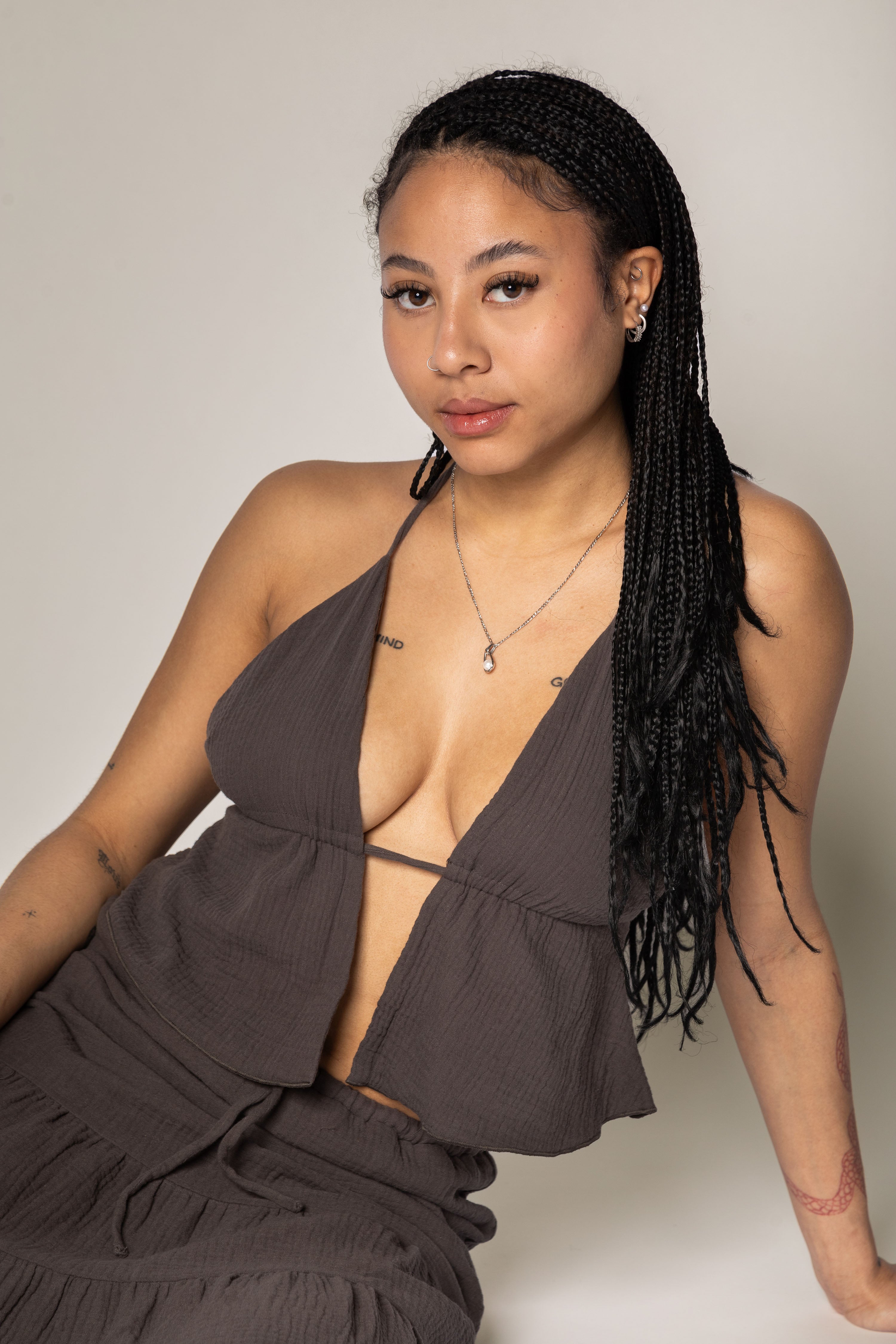 Camisole texturée triangle en coton organique