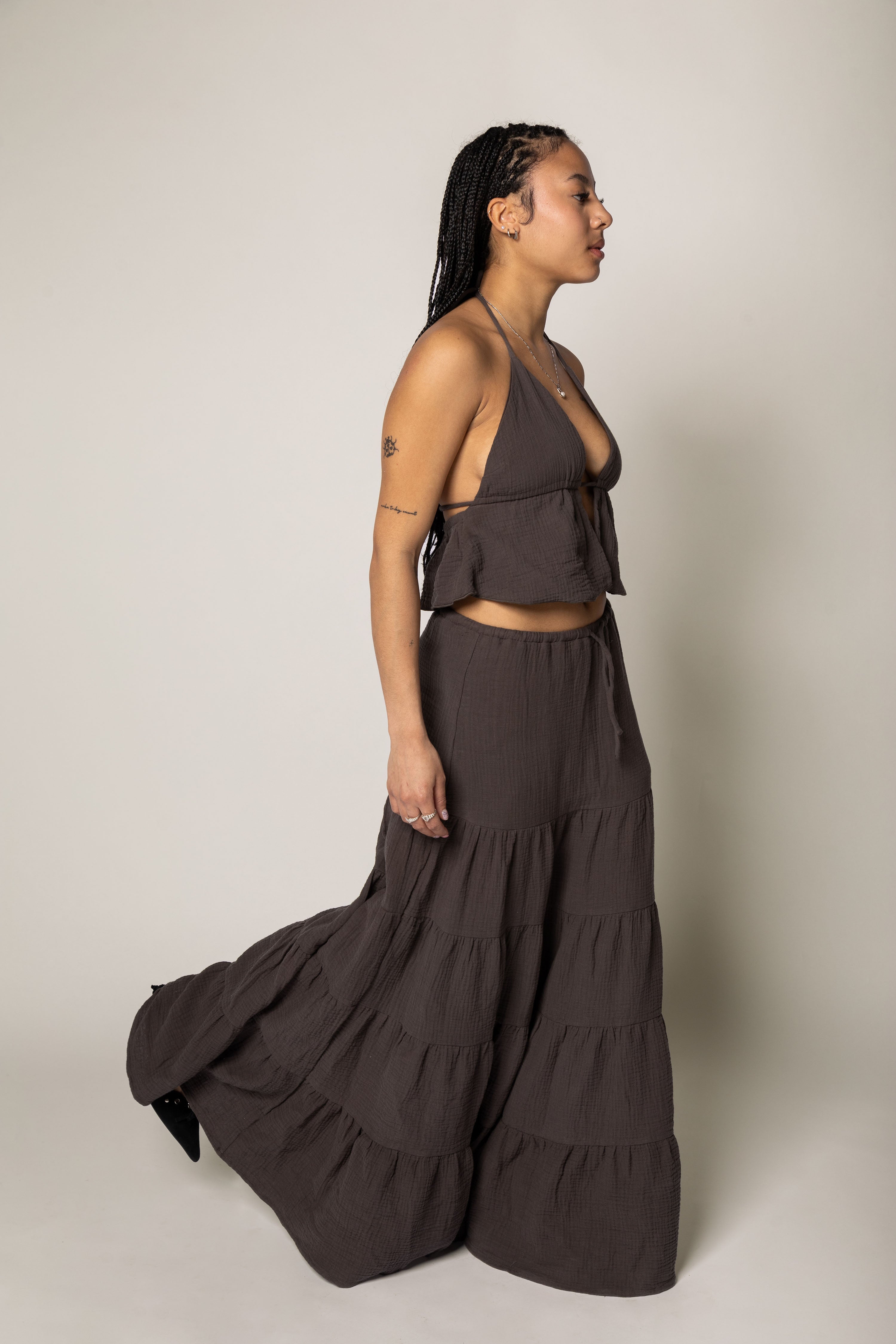 Jupe Maxi Texturée en coton organique