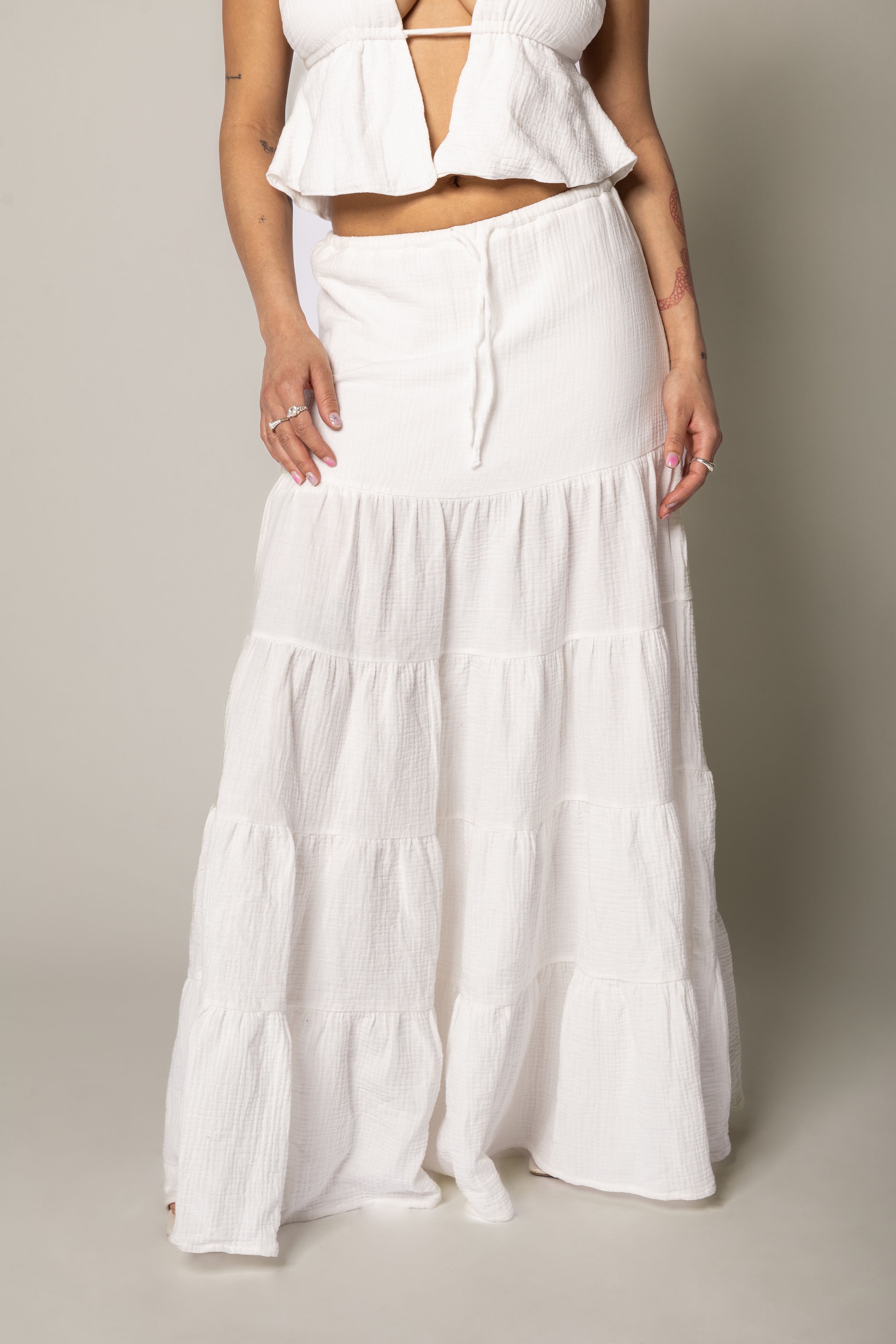 Jupe Maxi Texturée en coton organique
