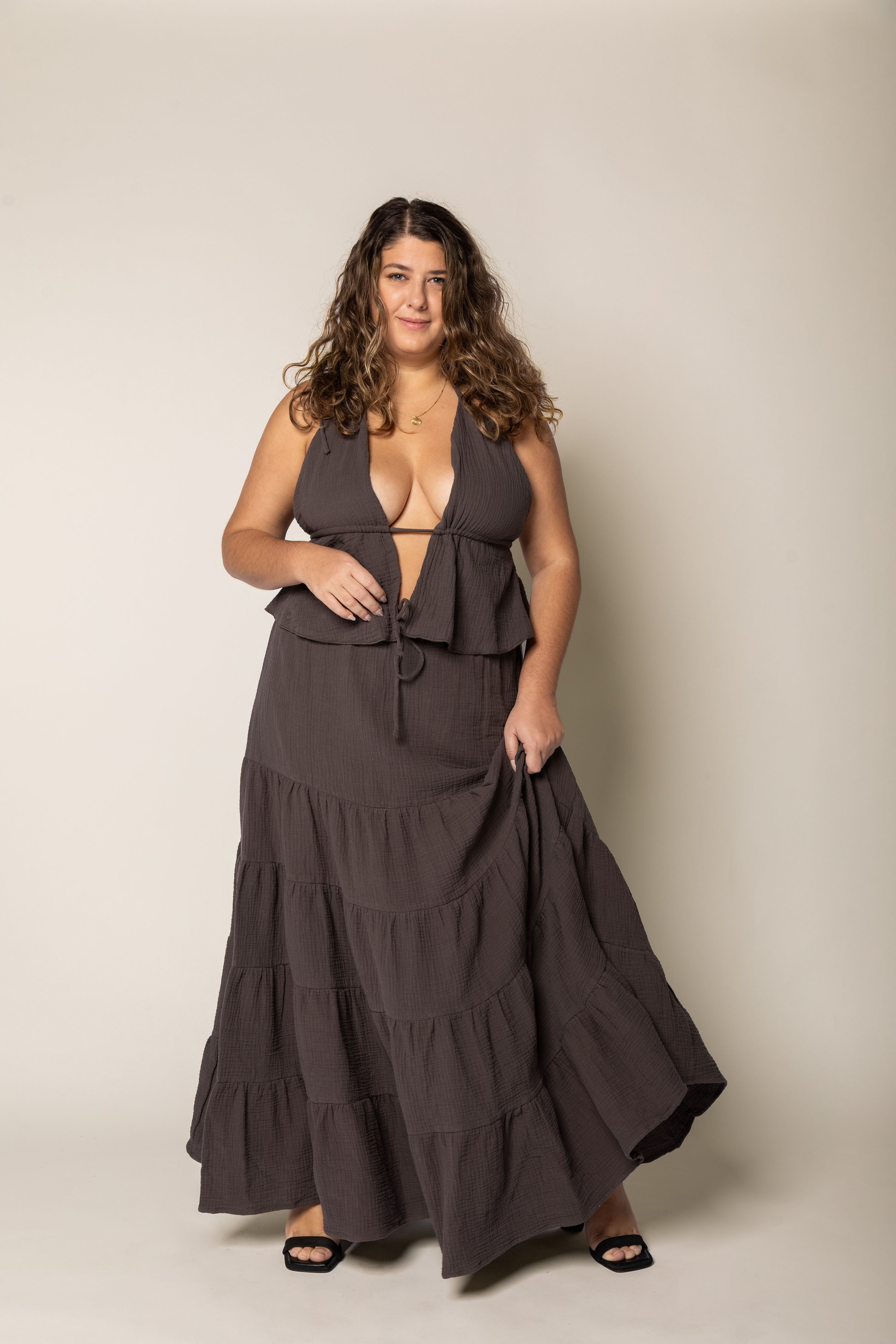 Jupe Maxi Texturée en coton organique