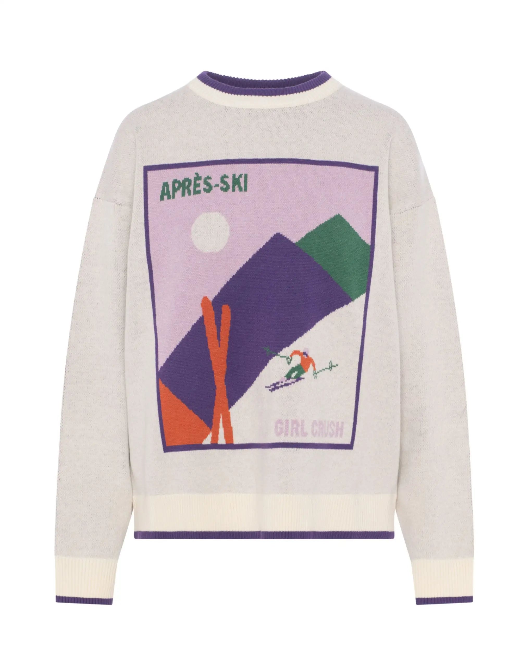 Pull Vintage DEMETRE Bleu Crème - Parfait Pour Le Ski Alpin !