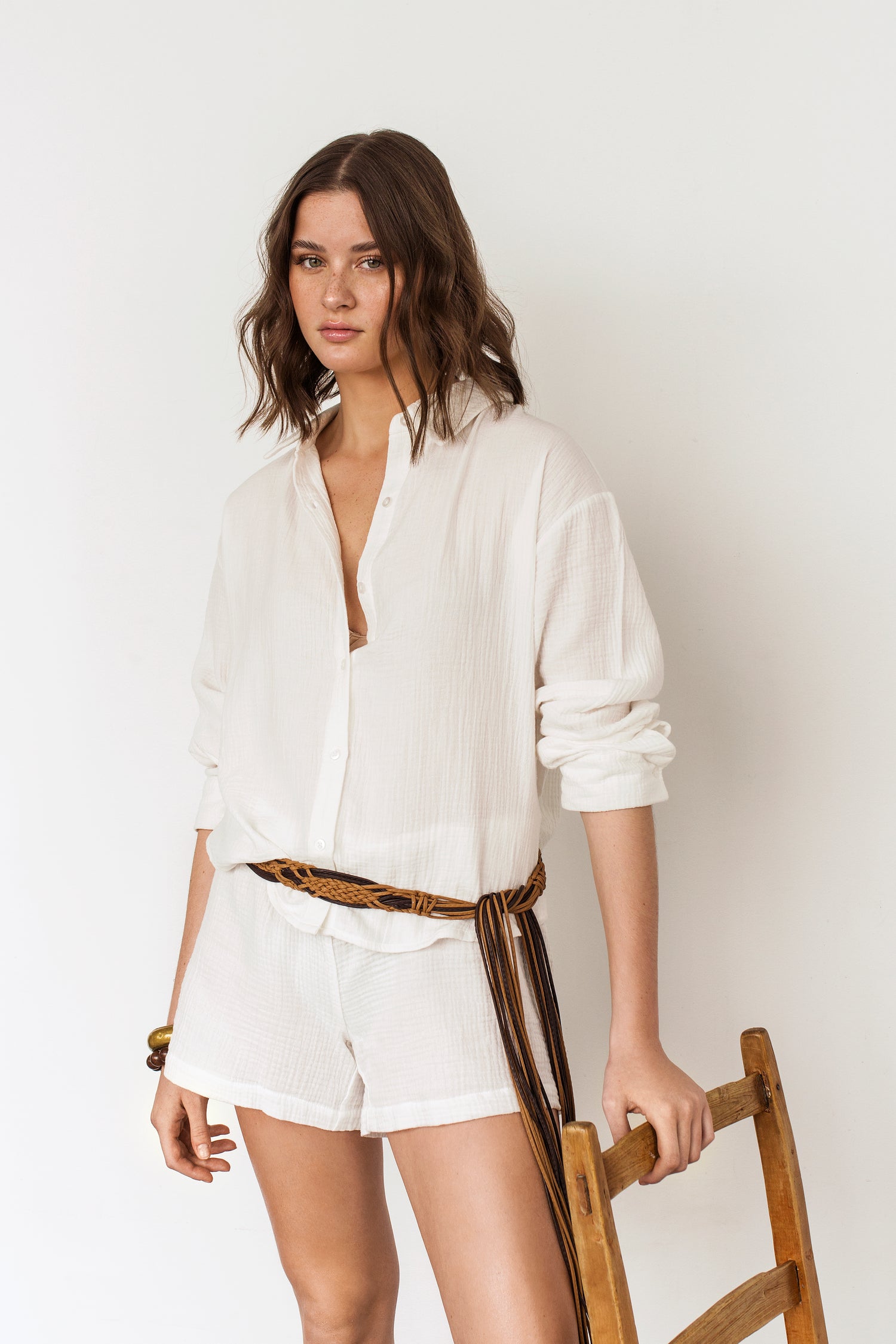Chemise texturée en coton organique