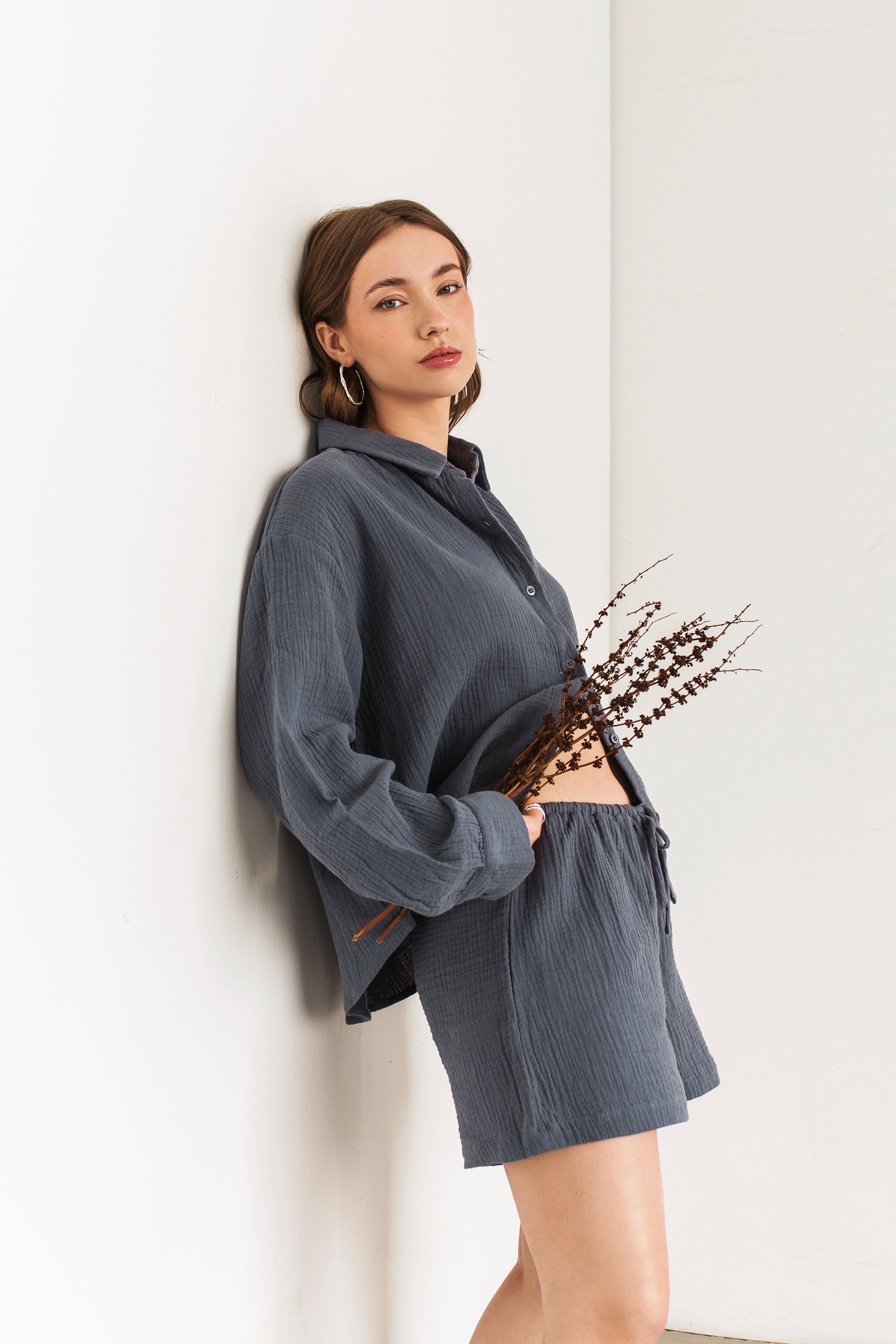 Chemise texturée en coton organique