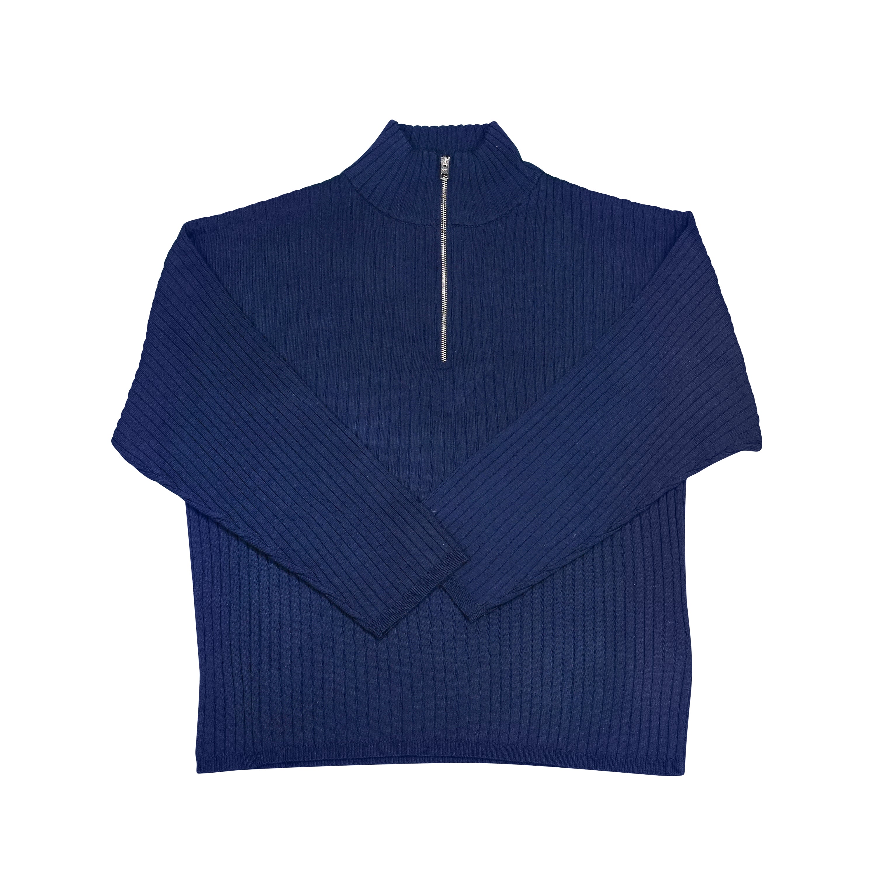 Ribbed Knit Half Zipper