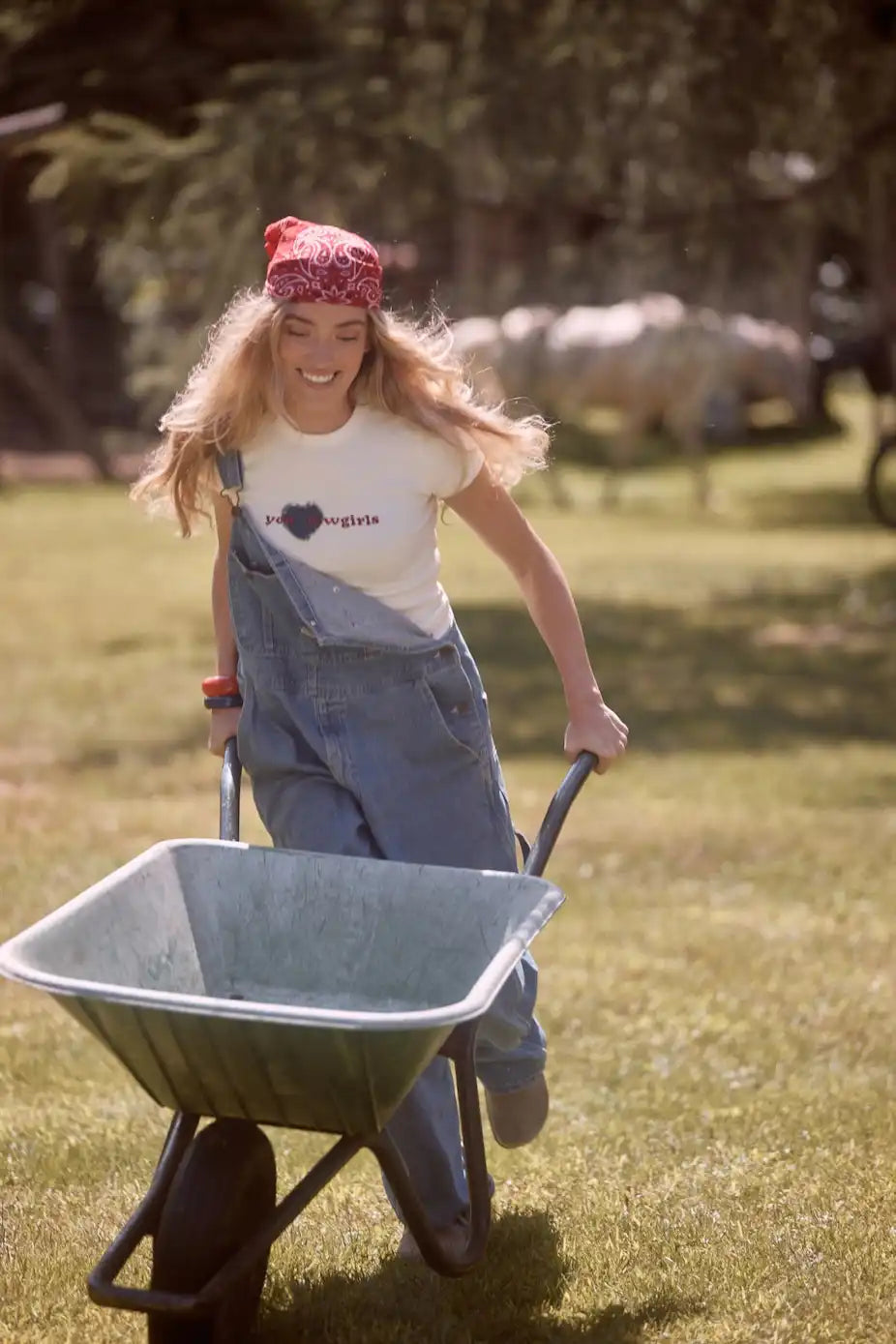 T-shirt «You &lt;3 Cowgirls» côtelé avec broderie en denim