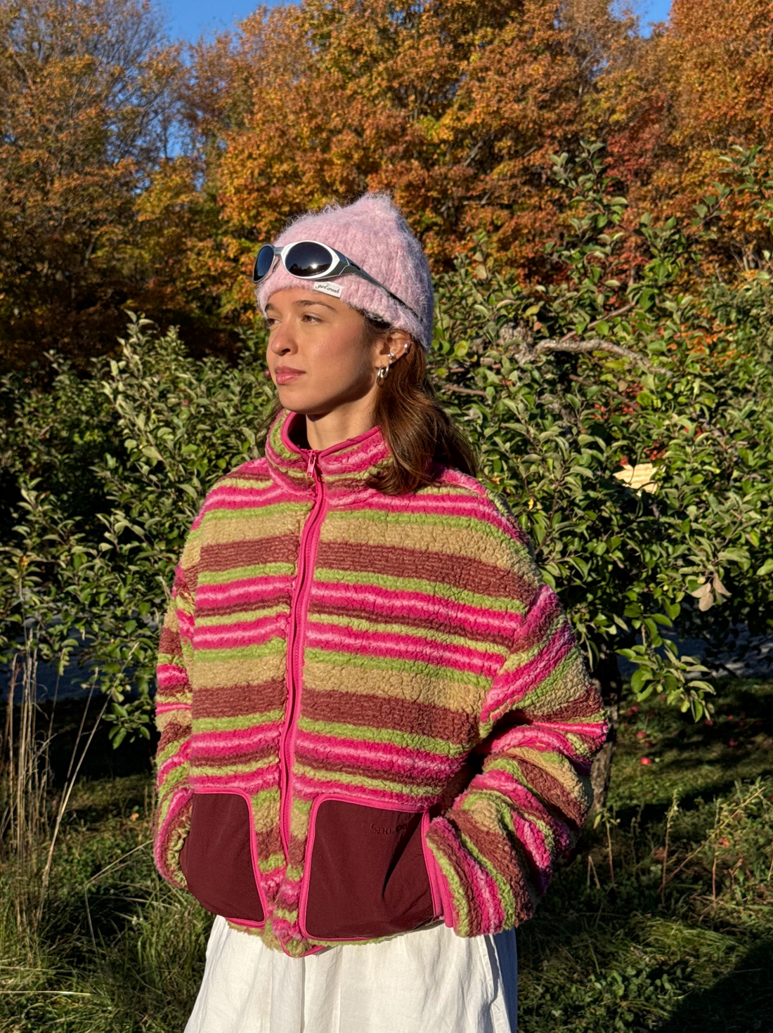 Veste en polar Matcha fraise