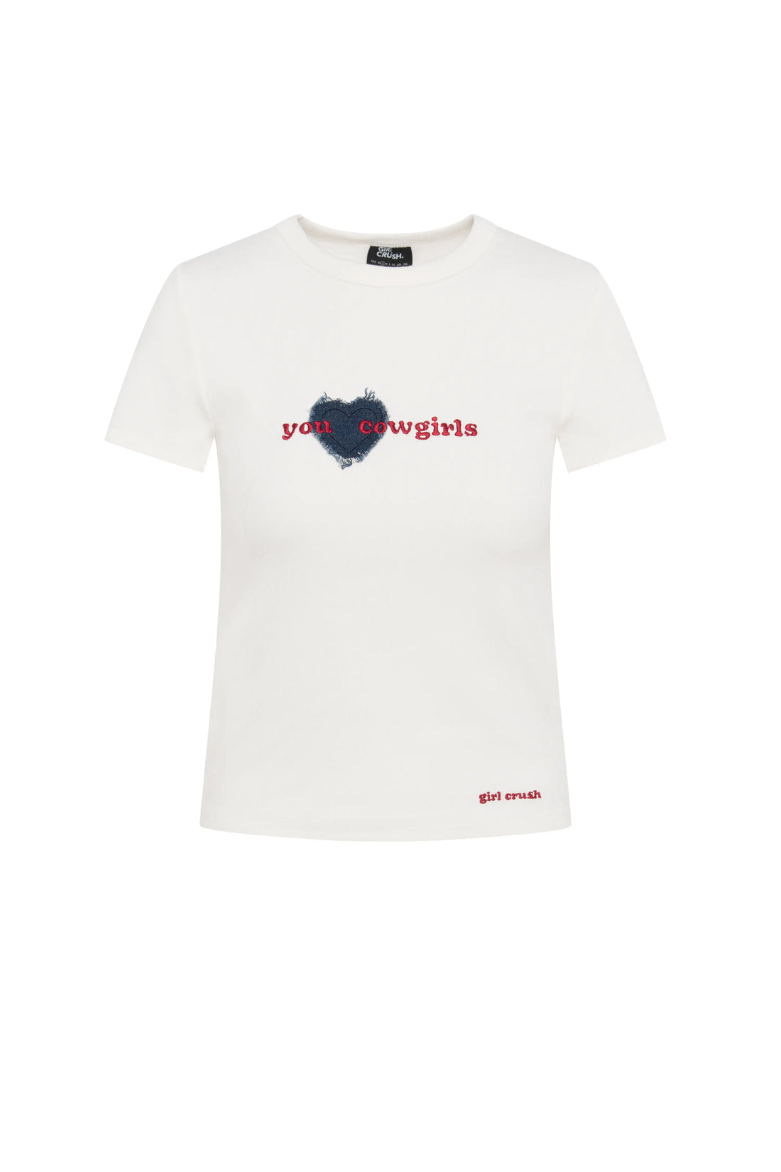 T-shirt «You &lt;3 Cowgirls» côtelé avec broderie en denim