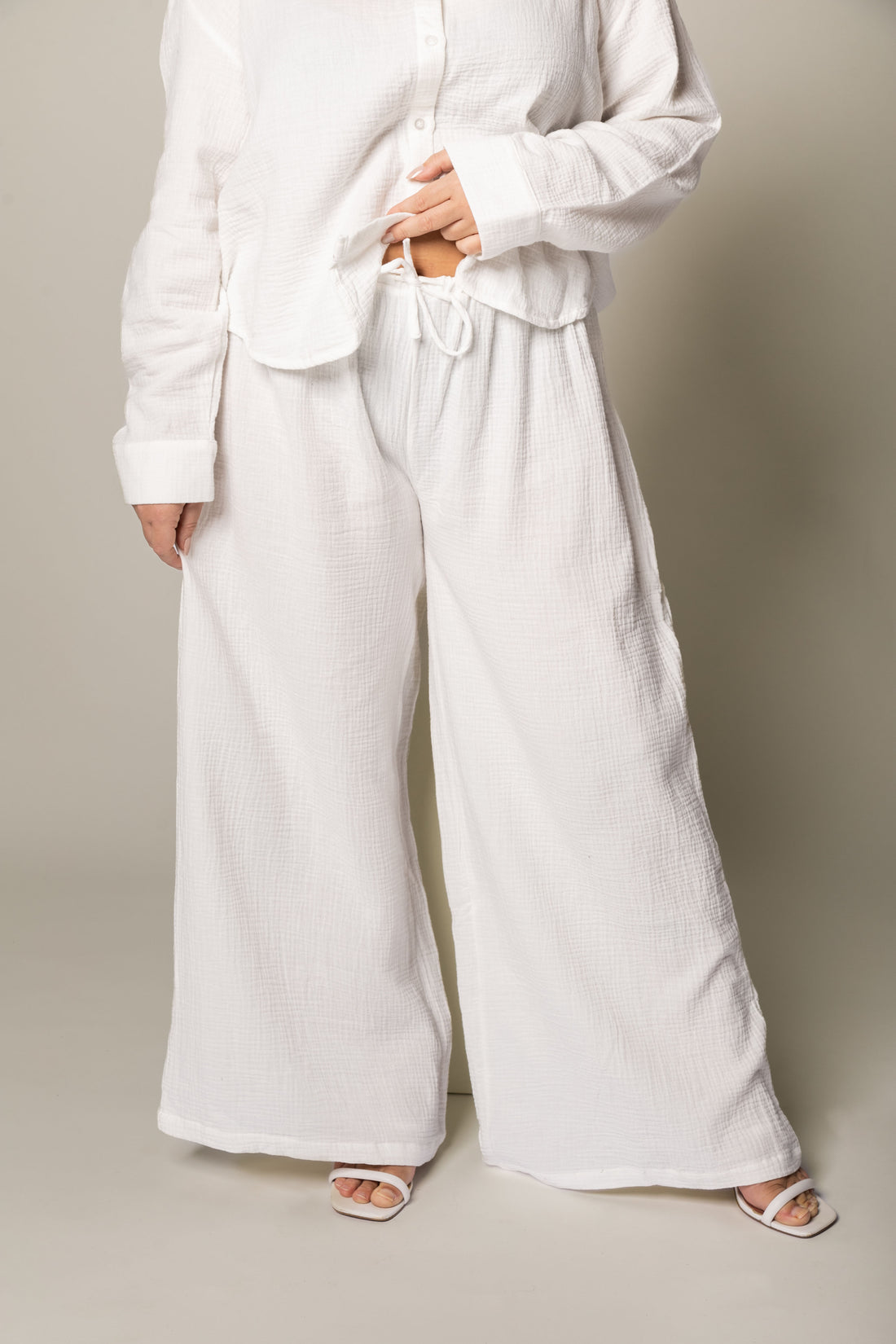 Textured Organic Cotton Loose Pants