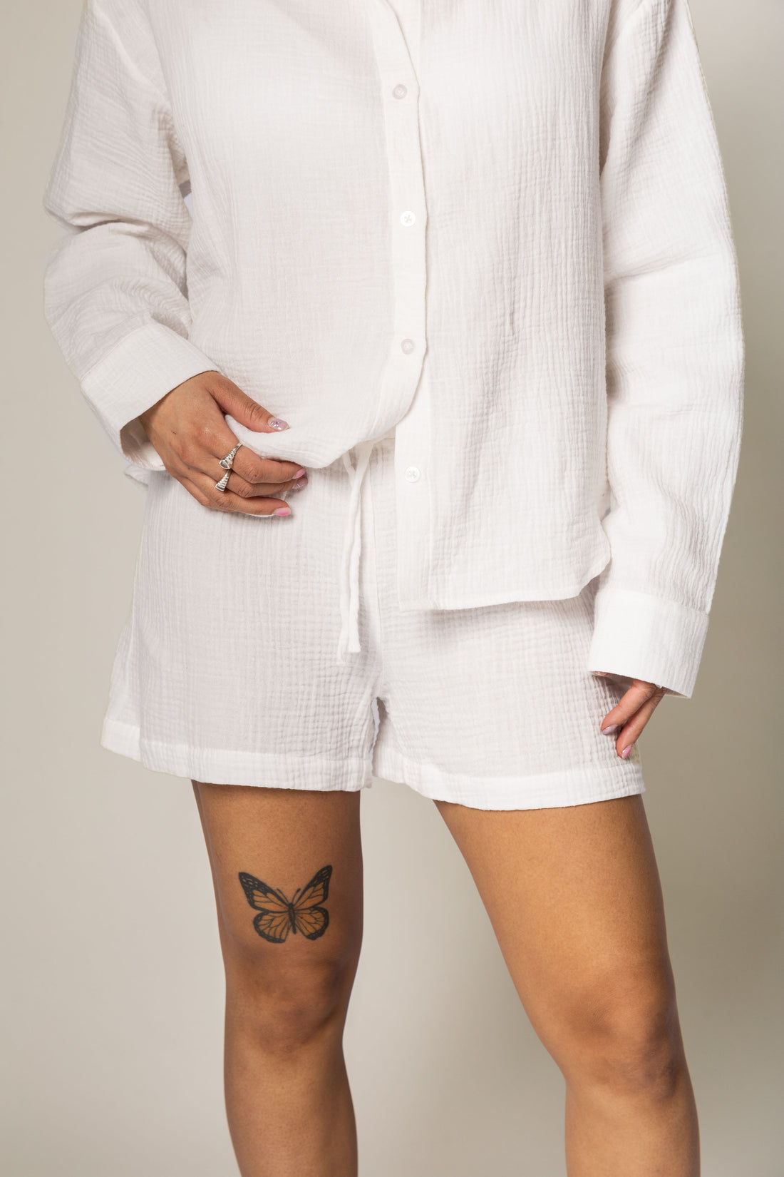 Textured Organic Cotton Loose Shorts