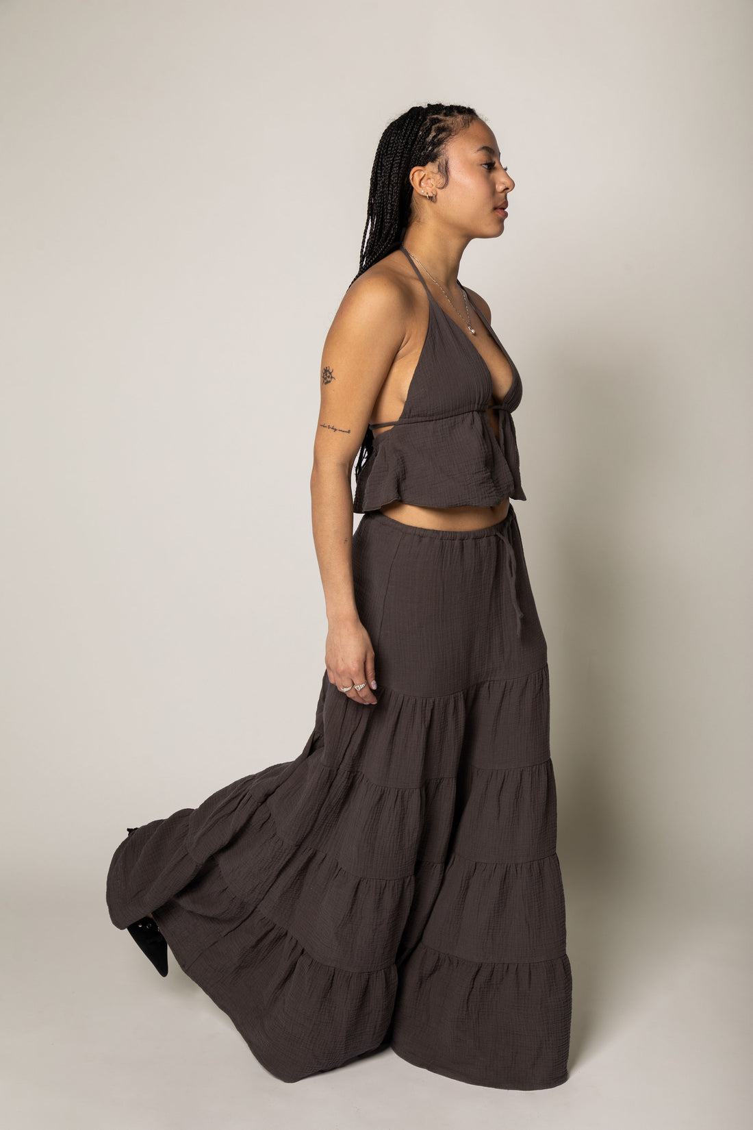 Textured Organic Cotton Maxi Skirt