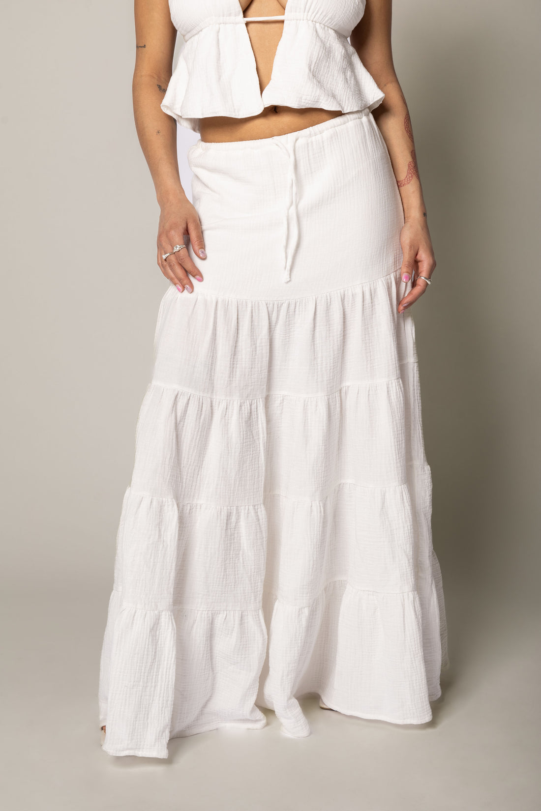 Textured Organic Cotton Maxi Skirt