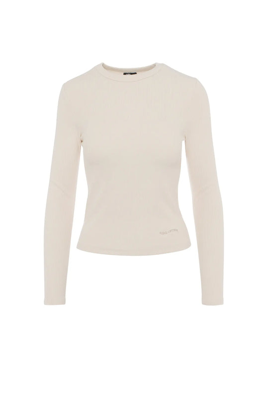 Haut Manches Longues Fille Hanna Andersson 150, 100% Coton Rayé Beige/blanc, Très Bon état Occasion