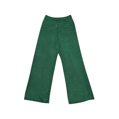 Ribbed Knit Pants - Forest Green